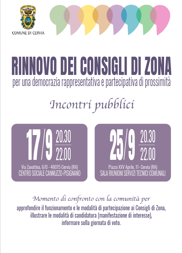 Le elezioni dei nuovi Consigli di zona domenica 17 novembre