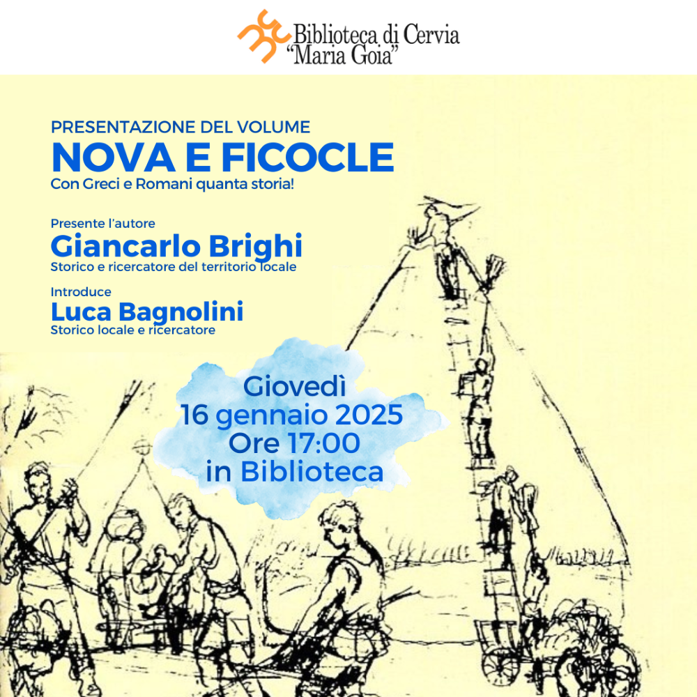 Presentazione del volume "Nova e Ficocle. Con Greci e Romani quanta storia!" il 16 gennaio ore17:00 in biblioteca.