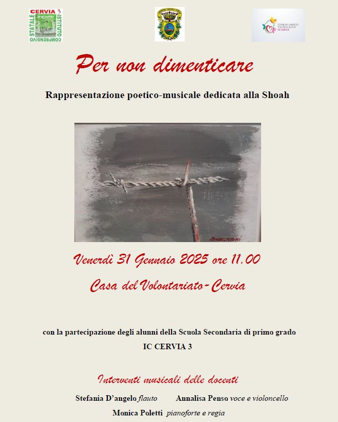 “Per non dimenticare” spettacolo poetico musicale dedicato alla Shoah